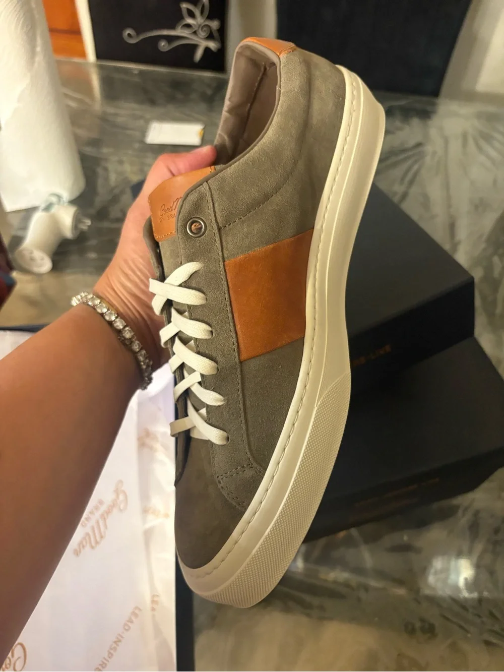 Good Man Olive Suede & Tan Leather Casual Sneaker